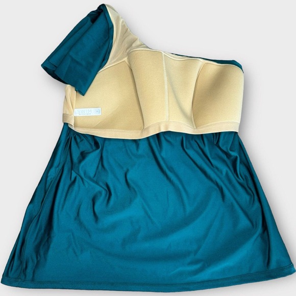 Cacique Swim Lightly Lined No-Wire Relaxed One-Shoulder Ruffle Tankini Top 16 - Picture 8 of 12